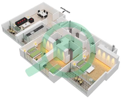 Faradis Tower - 3 Bedroom Apartment Type A Floor plan