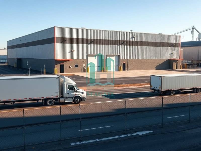 A_wide_exterior_architectural_photograph_of_a_large_warehouse_building_in_an_industrial_area_taken_from_across_the_street_so_the_entire_building_is_visible. _Modern_industrial_design_with_corrugated_metal_siding_and_l. jpeg A_wide_exterior_architectural_photograph_of_a_large_warehouse_building_in_an_industrial_area_taken_from_across_the_street_so_the_entire_building_is_visible. _Modern_industrial_design_with_corrugated_metal_siding_and_l. jpeg