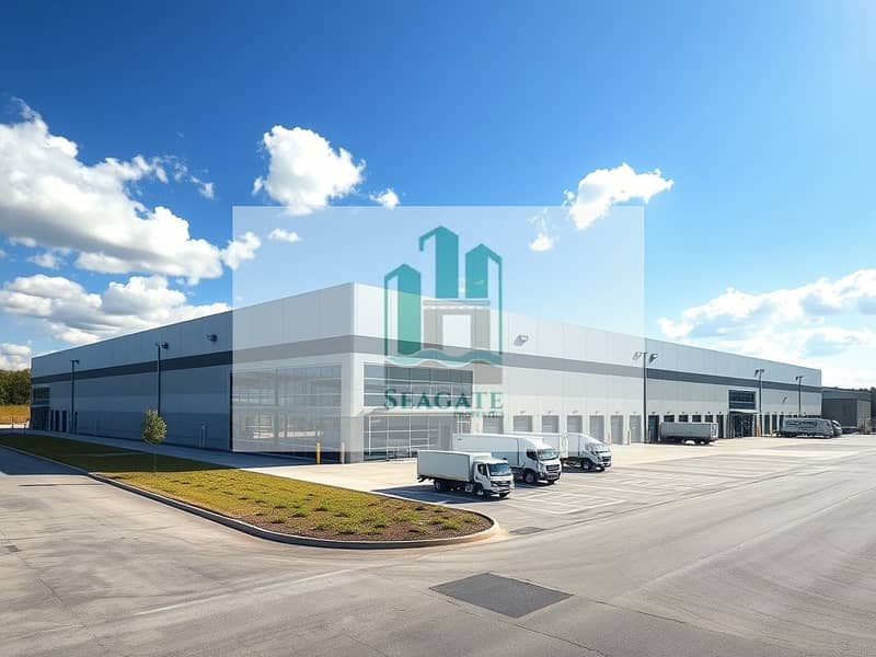 A_full_exterior_view_of_a_large_warehouse_building. _The_architecture_features_a_modern_design_with_a_sleek_metallic_exterior_large_glass_windows_and_several_loading_docks. _Surrounding_the_warehouse_is_a_spacious_pave. jpeg A_full_exterior_view_of_a_large_warehouse_building. _The_architecture_features_a_modern_design_with_a_sleek_metallic_exterior_large_glass_windows_and_several_loading_docks. _Surrounding_the_warehouse_is_a_spacious_pave. jpeg