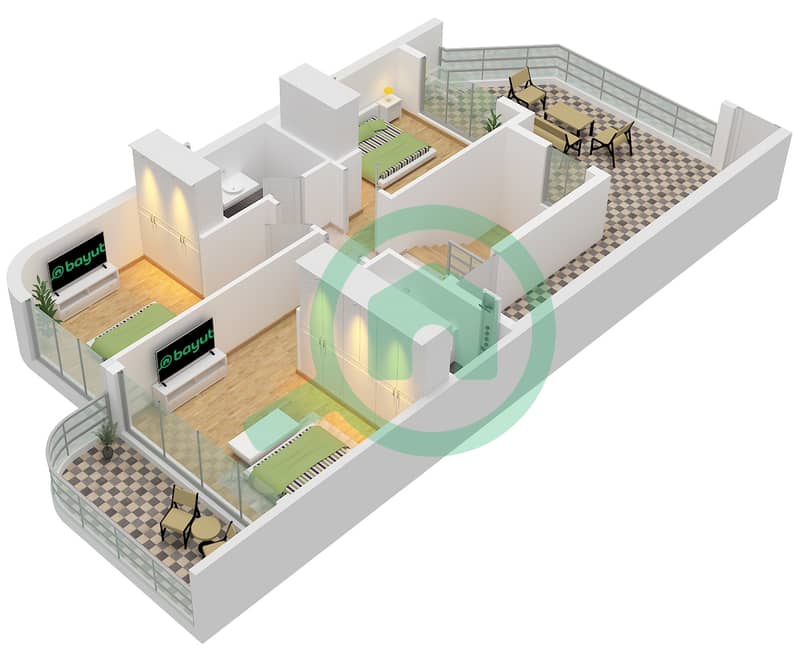 The Mayfair - Grundriss für 3 Schlafzimmer Wohnung Typ A(M) interactive3D