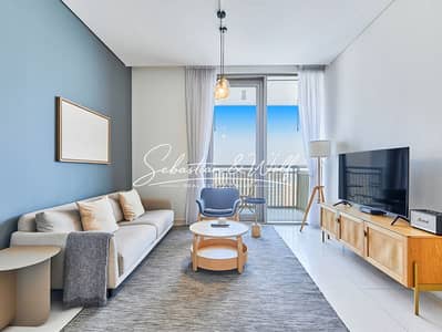 1 Bedroom Flat for Rent in Dubai Creek Harbour, Dubai - 01_COVER_Living_Room_Balcony. jpg