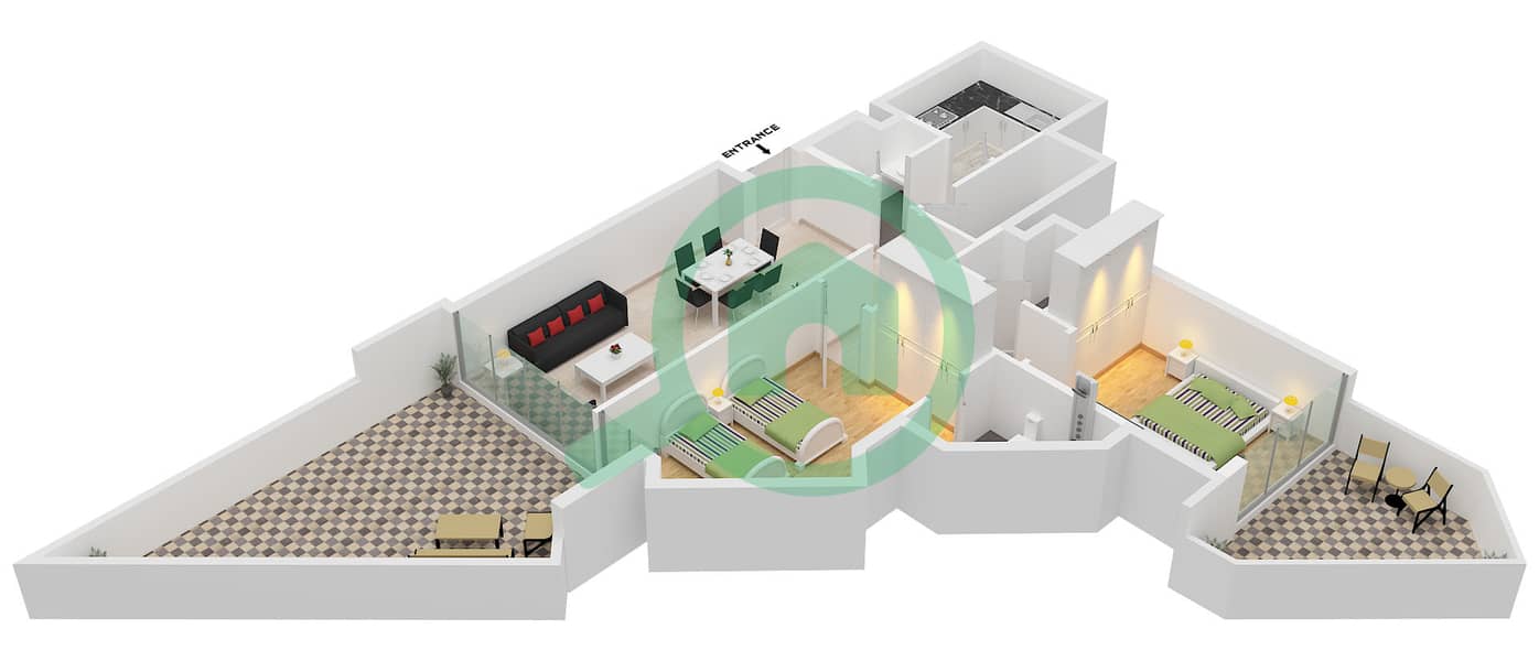 Infinity Tower - 2 Bedroom Apartment Unit 03 FLOOR 1 Floor plan interactive3D