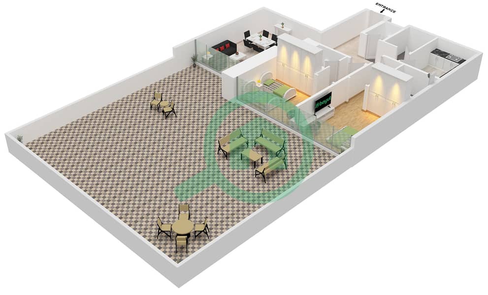 Infinity Tower - 2 Bedroom Apartment Unit 06 FLOOR 1 Floor plan interactive3D