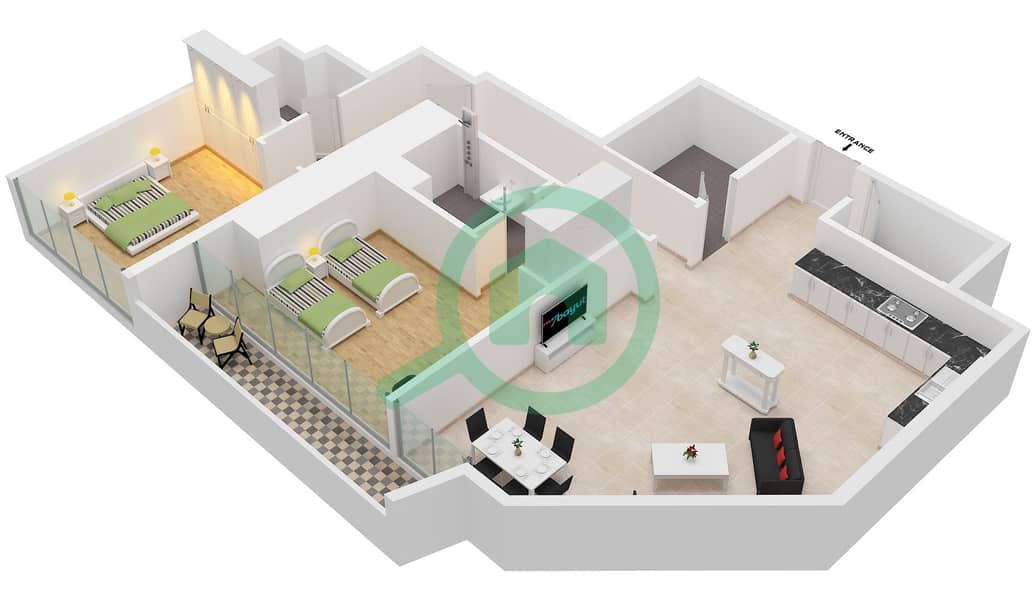 Infinity Tower - 2 Bedroom Apartment Unit 15 FLOOR TYPICAL Floor plan interactive3D