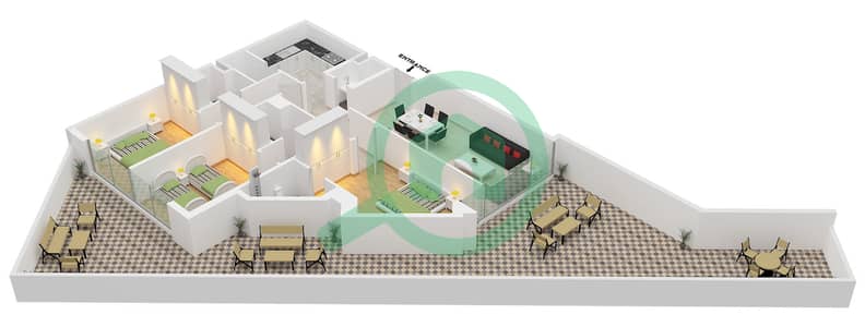 Infinity Tower - 3 Bedroom Apartment Unit 10 FLOOR 1 Floor plan