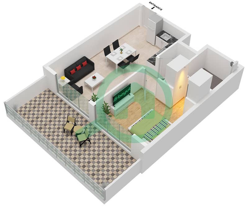 Terra Tower - 1 Bedroom Apartment Type 1 Floor plan interactive3D