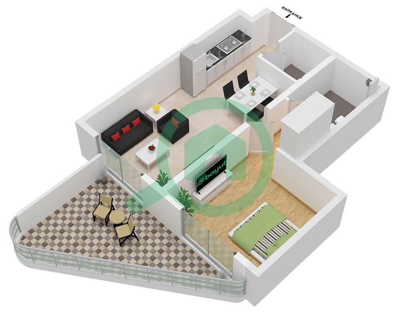 Terra Tower - 1 Bedroom Apartment Type 3 Floor plan interactive3D