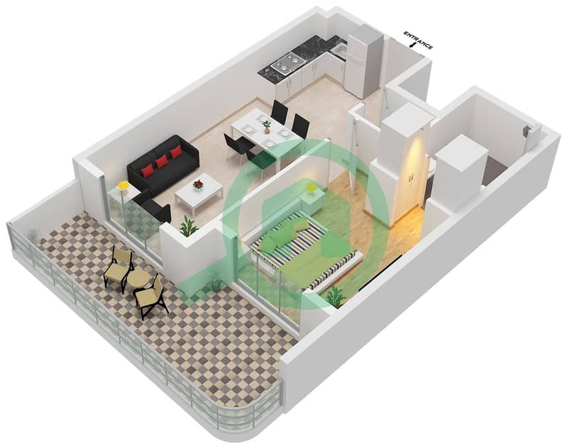 Terra Tower - 1 Bedroom Apartment Type 5 Floor plan interactive3D