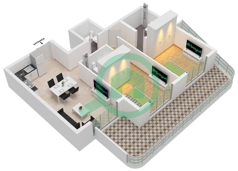Terra Tower - 2 Bedroom Apartment Type 2 Floor plan interactive3D