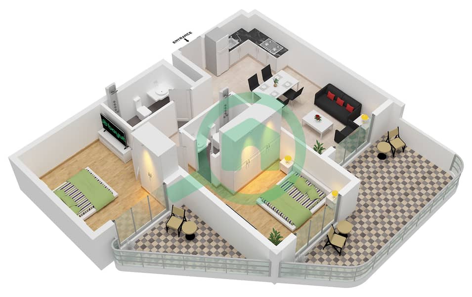 Terra Tower - 2 Bedroom Apartment Type 3 Floor plan interactive3D