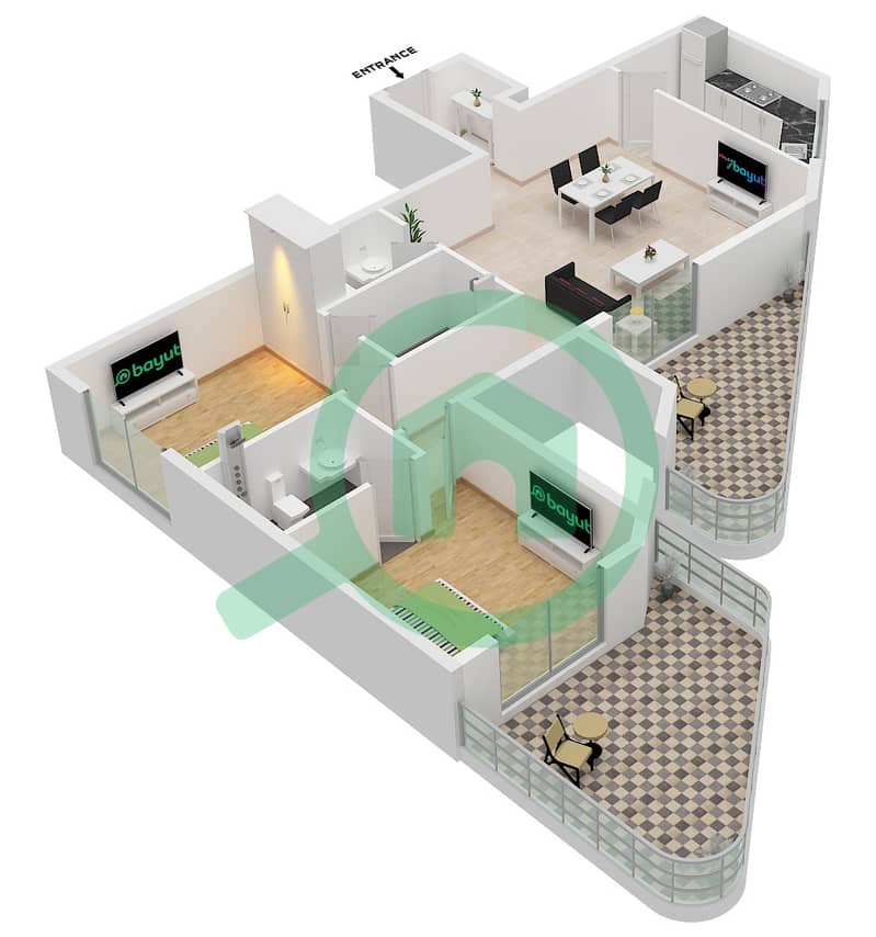 Terra Tower - 2 Bedroom Apartment Type 4 Floor plan interactive3D