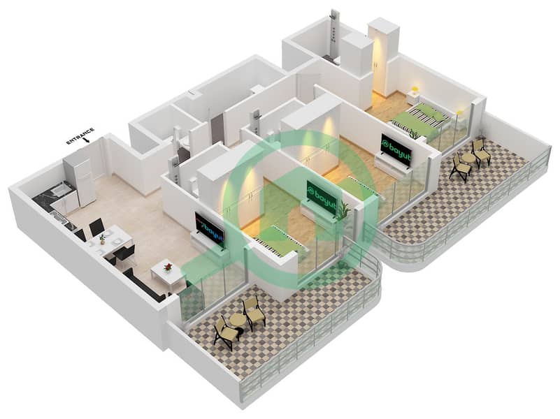 Terra Tower - 3 Bedroom Apartment Type 4 Floor plan interactive3D