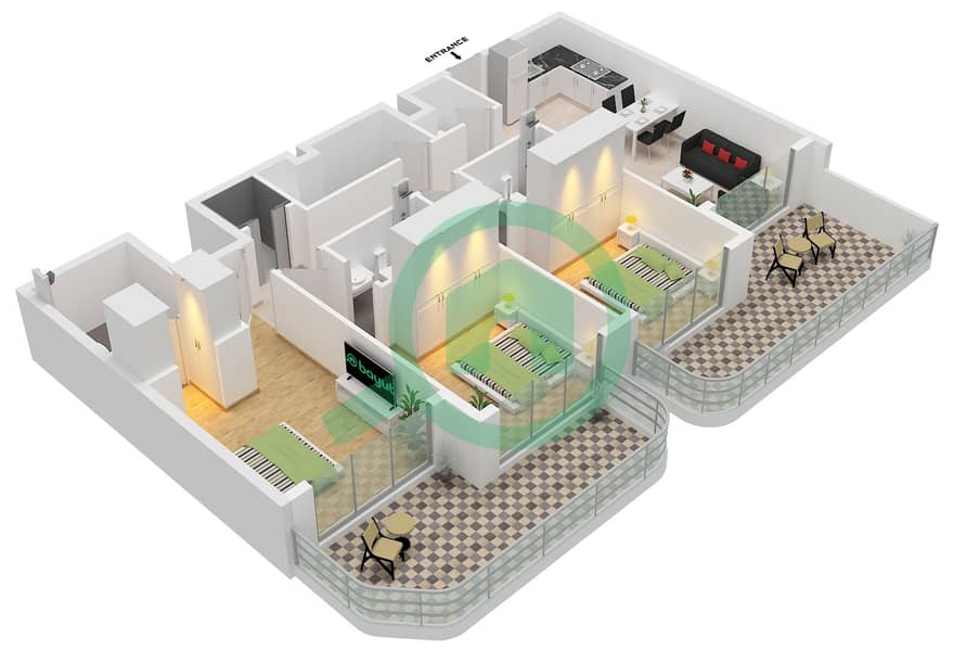 Type 6 Lower Floor Terra Tower - 3 Bedroom Apartment Type 6 Floor plan Type 6 Lower Floor interactive3D