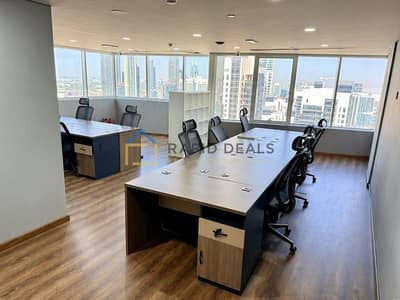 Office for Rent in Business Bay, Dubai - Furnished High-Floor Office with Burj Khalifa View Office for Rent in Business Bay, Dubai - Furnished High-Floor Office with Burj Khalifa View