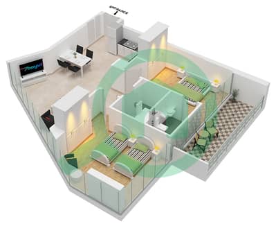 Diva - Plano de planta de 2 habitaciones Apartamento Tipo 9