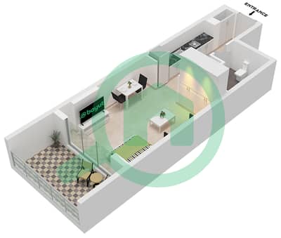 VERDAN1A 1 - Grundriss für Studio Wohnung Typ D FLOOR 1-13