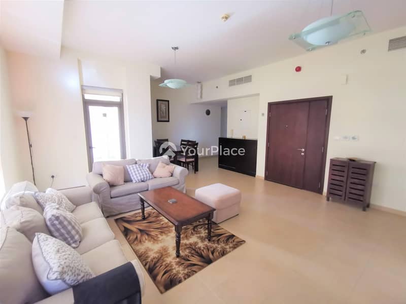 Fully Furnished 2 bedroom apartment with Marina view