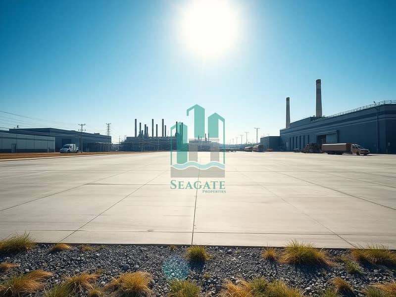 2 A_large_industrial_land_plot_during_midday_featuring_a_clear_blue_sky. _The_view_showcases_a_vast_area_of_smooth_concrete_and_gravel_surrounded_by_modern_industrial_buildings_and_factories_with_tall_smokestacks. _There. jpeg