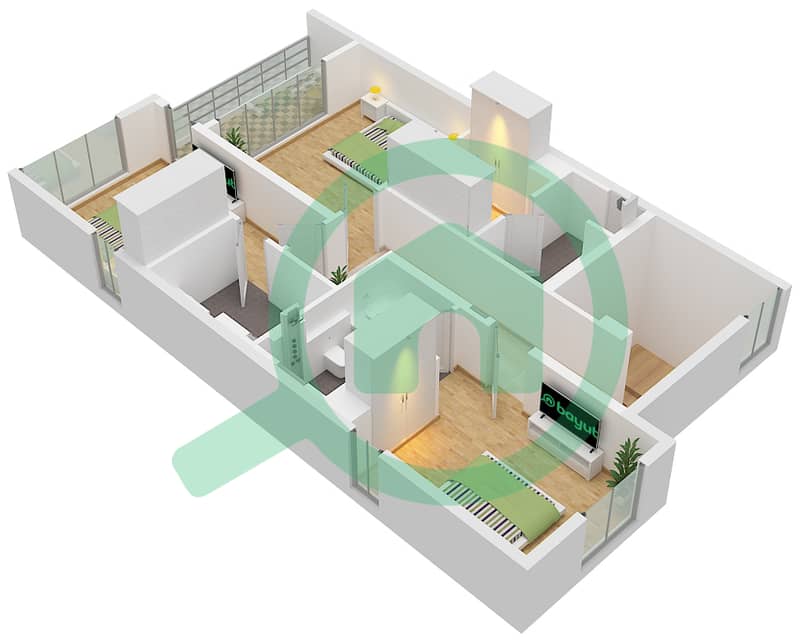 Venera - Planimetria del piano di 4 Camere Villetta a schiera Tipo/unità OAKLEY / UNIT TH01 First Floor interactive3D