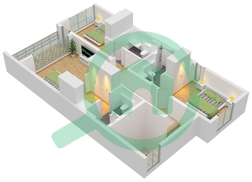 First Floor Venera - Planimetria del piano di 4 Camere Villetta a schiera Tipo/unità OAKLEY / UNIT TH04 First Floor interactive3D