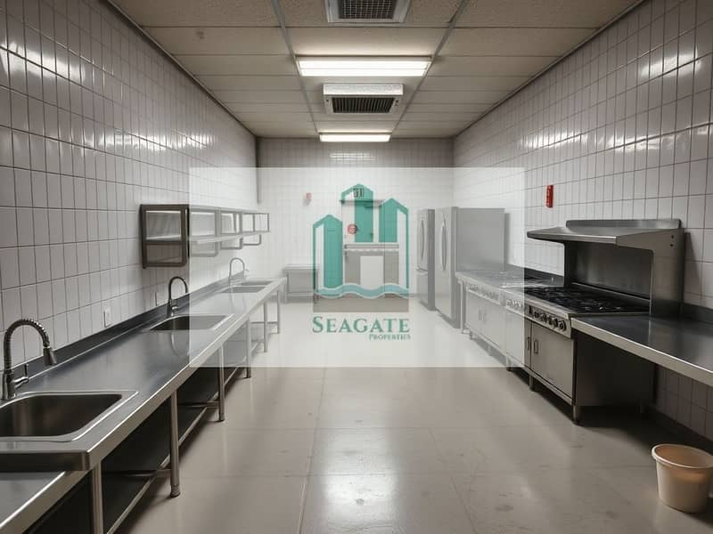 2 A_realistic_interior_photograph_of_a_sparse_shared_kitchen_for_a_6_person_labor_camp_setting. _Wide_angle_straight_on_perspective_of_a_long_institutional_service_room_light_gray_tiled_walls_smooth_concrete_or_vinyl_fl. jpeg