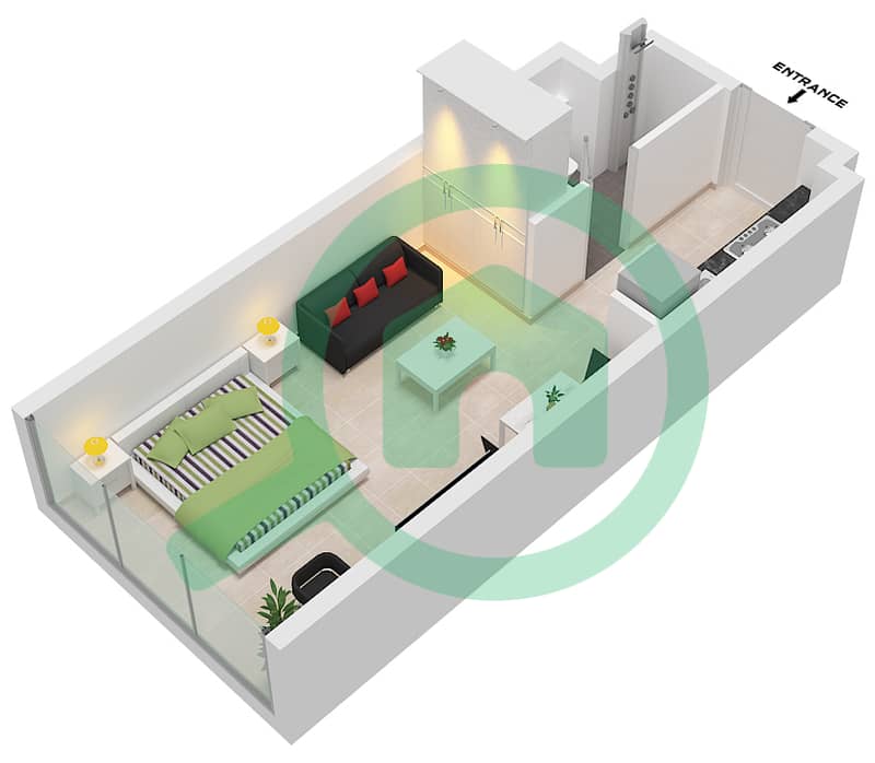 Havencia - Planimetria del piano di Monolocale Appartamento Tipo A interactive3D