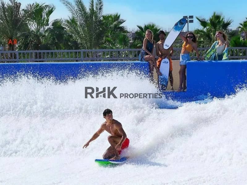 10 Waterpark at DAMAC community Dubai with wave surf pool, lazy river and kids splash zone