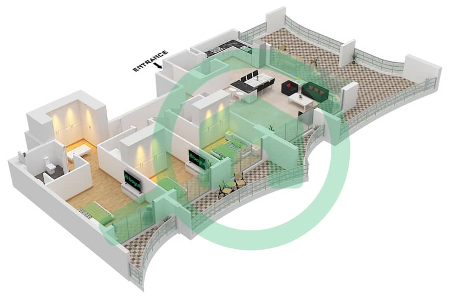 Nautis Residences - 3 Bedroom Apartment Unit 2,3 FLOOR 8 Floor plan interactive3D