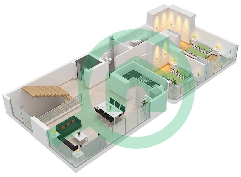 Nautis Residences - 4 Bedroom Townhouse Type/unit A / UNIT 1 Floor plan Floor Second interactive3D
