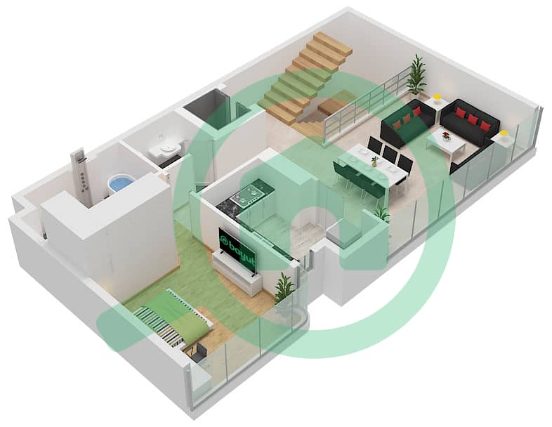 Floor Second Nautis Residences - 3 Bedroom Townhouse Type/unit A / UNIT 2 Floor plan Floor Second interactive3D