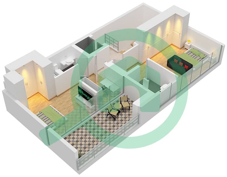 Floor Third Nautis Residences - 3 Bedroom Townhouse Type/unit A / UNIT 2 Floor plan Floor Third interactive3D