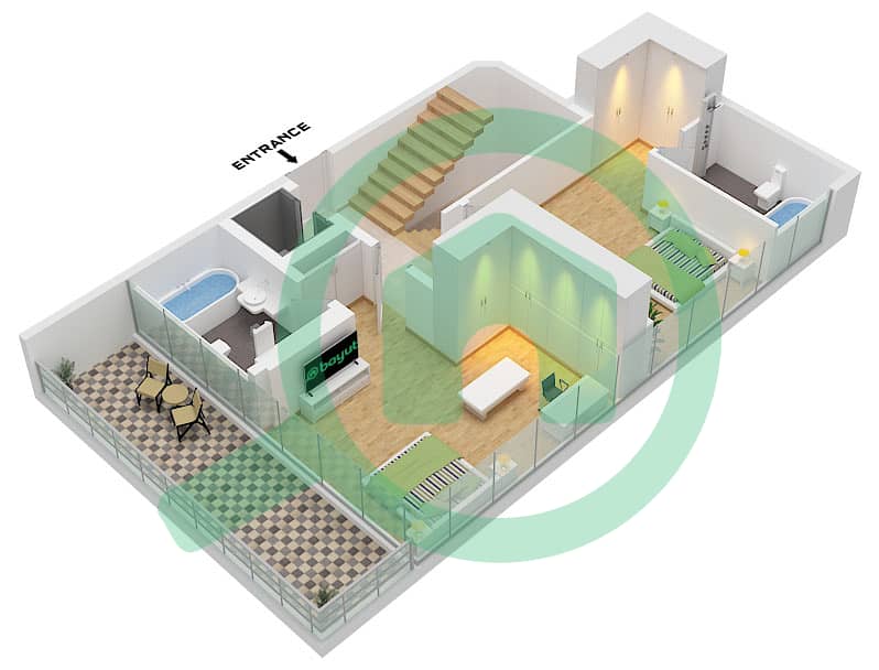 Floor Second Nautis Residences - 3 Bedroom Townhouse Type/unit B / UNIT 3 Floor plan Floor Second interactive3D