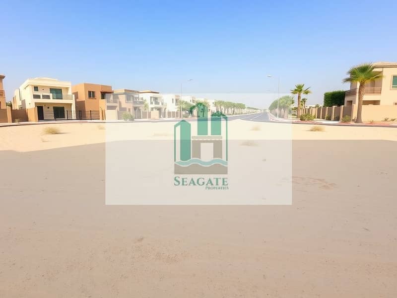 3 A_spacious_empty_residential_plot_in_the_UAE_located_one_block_away_from_a_busy_street. _The_scene_shows_flat_sandy_land_with_a_few_scattered_shrubs_and_palm_trees. _In_the_background_modern_houses_with_a_blend_of_trad. jpeg