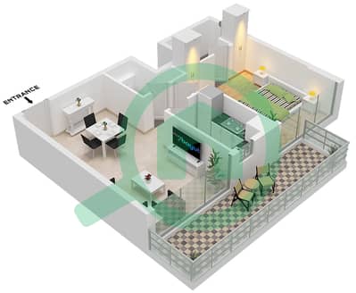 Symbolic Alpha - Grundriss für 1 Schlafzimmer Wohnung Typ A
