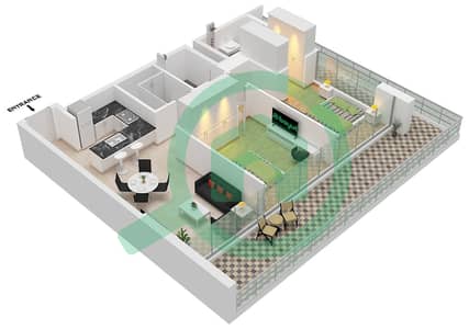 Havencia - Planimetria del piano di 2 Camere Appartamento Tipo/unità 1 / UNIT 14 FLOOR 2