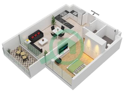 Vida Residence Aljada - 1 Bedroom Apartment Type A Floor plan