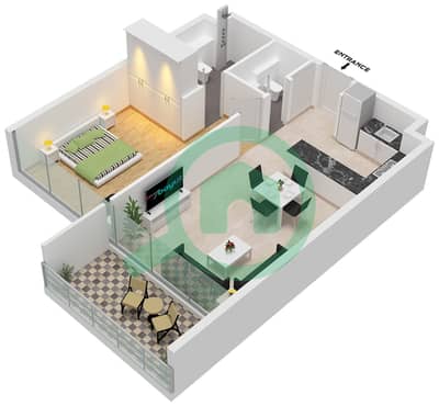 Vida Residence Aljada - 1 Bedroom Apartment Type A-1 Floor plan