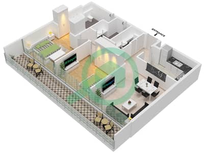 Vida Residence Aljada - 2 Bedroom Apartment Type E Floor plan