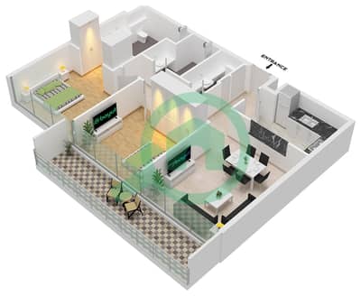 Vida Residence Aljada - 2 Bedroom Apartment Type G Floor plan
