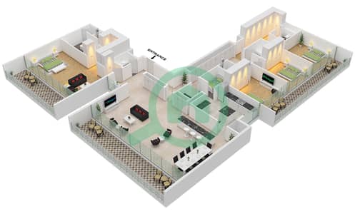 Vida Residence Aljada - 4 Bedroom Penthouse Type A Floor plan