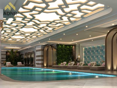 3 Bedroom Apartment for Sale in Al Mamzar, Sharjah - 1-FF - Swimming Pool V01. jpg 3 Bedroom Apartment for Sale in Al Mamzar, Sharjah - 1-FF - Swimming Pool V01. jpg