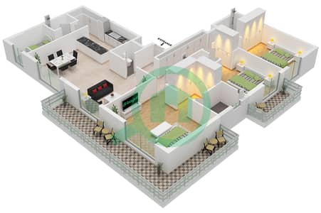 Sunbliss Residences - 3 Bedroom Apartment Type B Floor plan