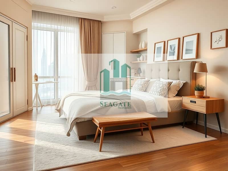3 Photorealistic_interior_photograph_of_a_bedroom_in_a_modern_1_bedroom_apartment_in_the_UAE_Dubai_matching_the_existing_living_area_style. _Warm_natural_light_from_a_large_window_or_balcony_door_with_sheer_curtains_par. jpeg