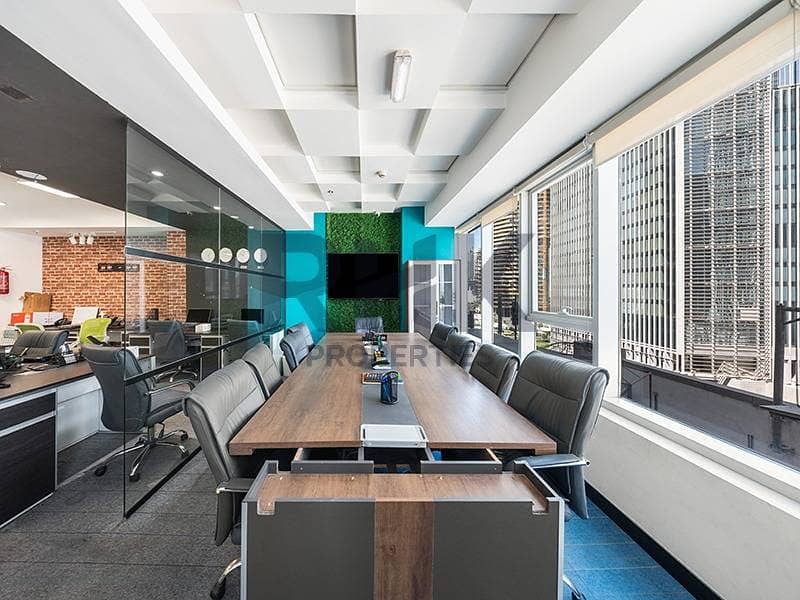 12 Office boardroom with conference table, TV screen and Marina views in Dubai