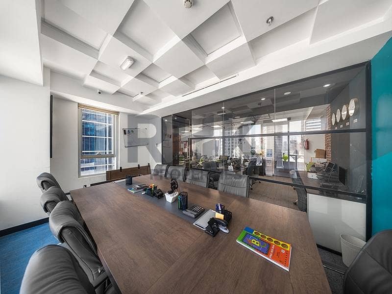 17 Executive boardroom with wooden table and glass wall in JLT commercial tower Dubai