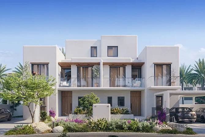 10 Rivana twin townhouses white facade with balconies at The Valley Emaar Dubai
