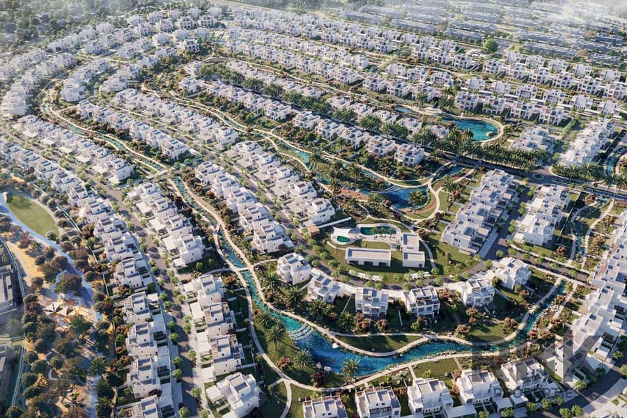 14 Aerial view of Rivana community villas and lagoons at The Valley by Emaar Dubai