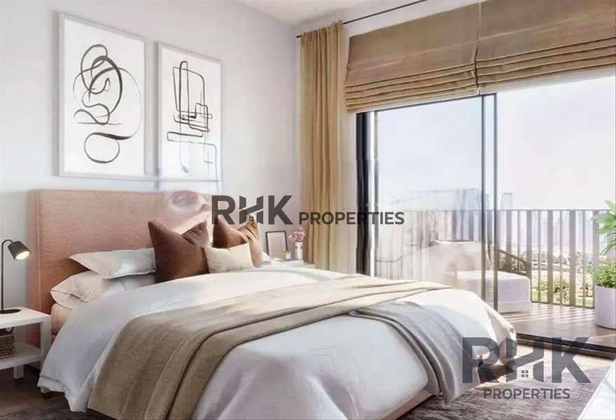 3 Master bedroom in The Portman by Ellington Properties with private balcony and skyline views in Dubai