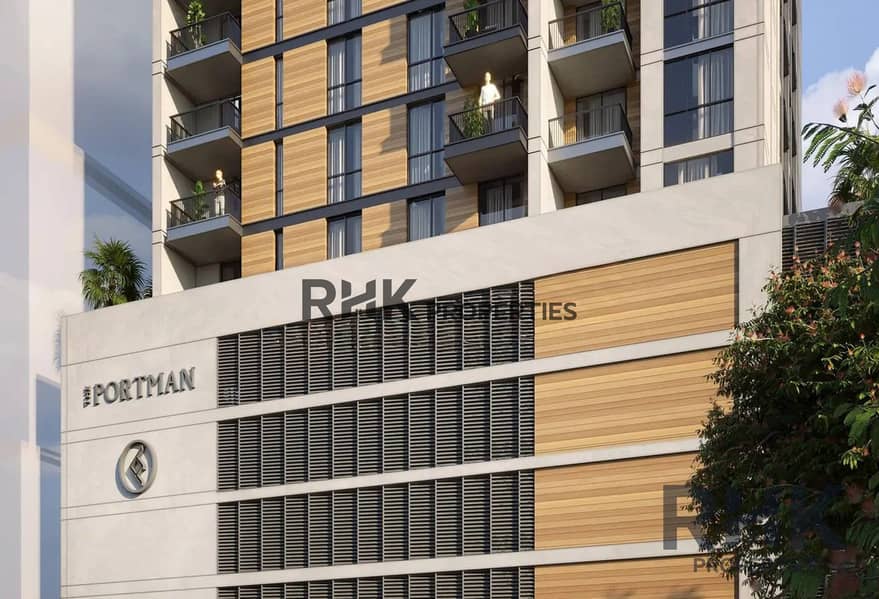 10 The Portman by Ellington Properties facade with wood-clad balconies, an off-plan tower in Dubai