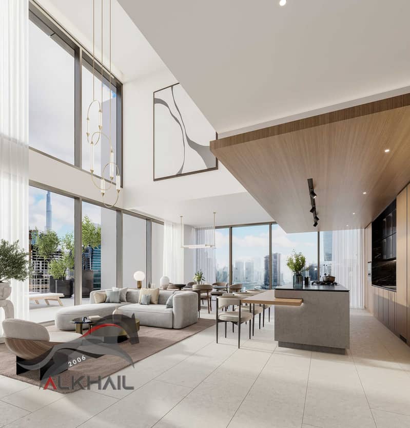 2 One River Point_Duplex living and dining. jpg